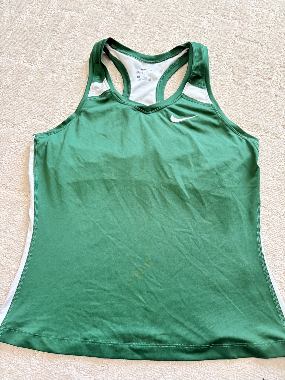 Nike Women’s Green Racerback Dri-FIT Tank with White Accents